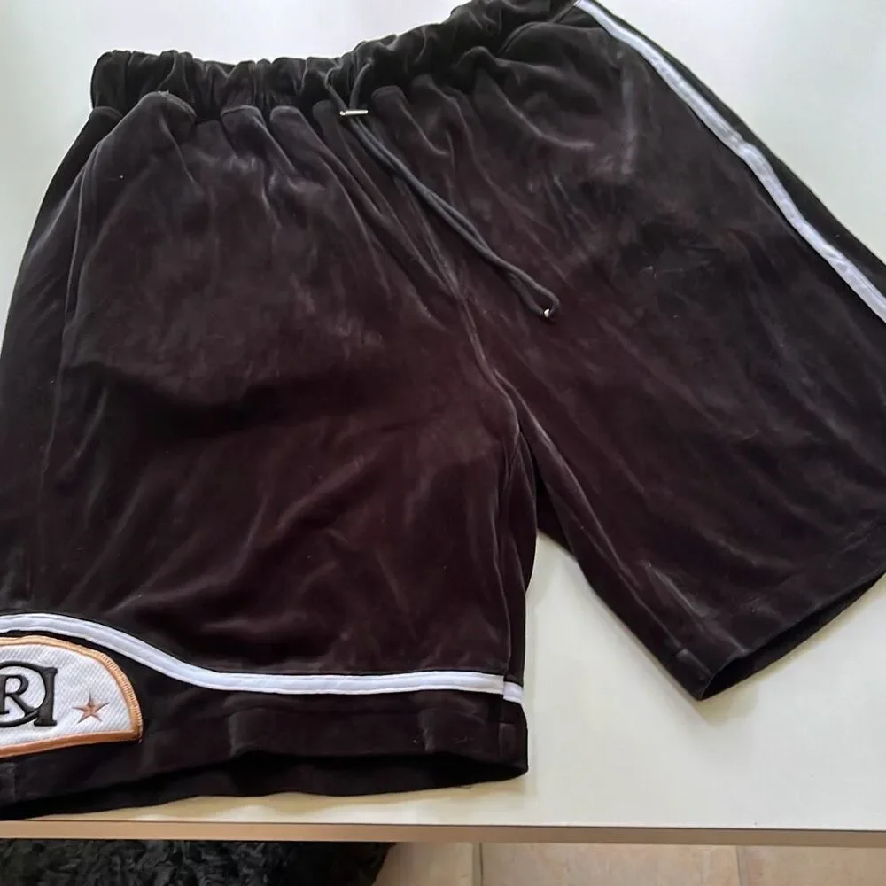 Rare Run Athletics Big Baggy Poly/Cotton Blend Velour Shorts Mens L